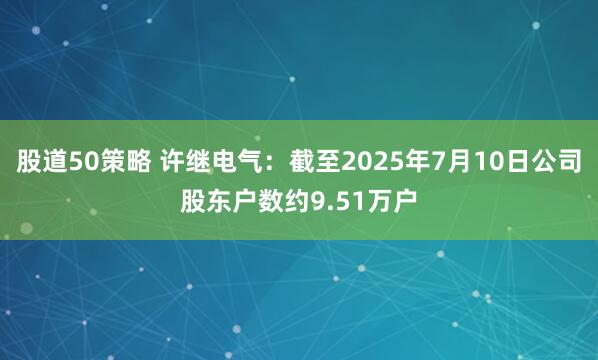 股道50策略 许继电气：截至2025年7月10日公司股东户数约9.51万户